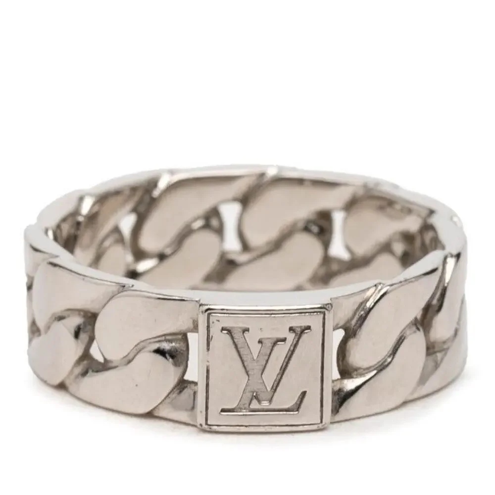 Louis Vuitton Mosaic Chain Metal Ring Silver
